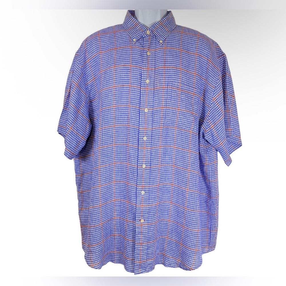 Daniel Cremieux Collection SzXL Button Down Shirt Blue Red Check NWT 100% Linen